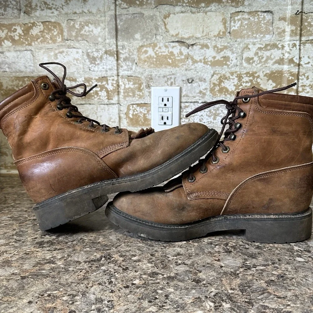 Justin Conductor Work Boot Double Comfort System Brown Style 0760 Sz 8.5 EEE